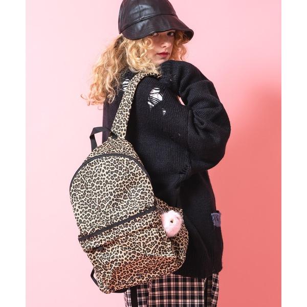 デイバック リュック an meets zakka レオパードコットンソフトキャンバスリュックサック...