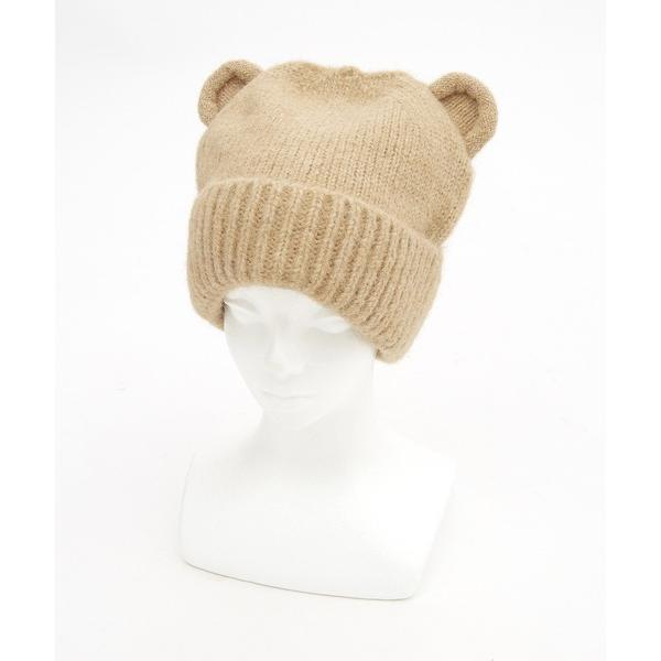 ニット帽 ニットキャップ レディース an meets zakka クマ耳コンビ編み肉厚ニット帽 レ...