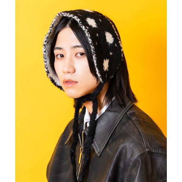 耳当て イヤーマフ an meets zakka ドット柄リバーシブルファー混ニットボンネットイヤー...