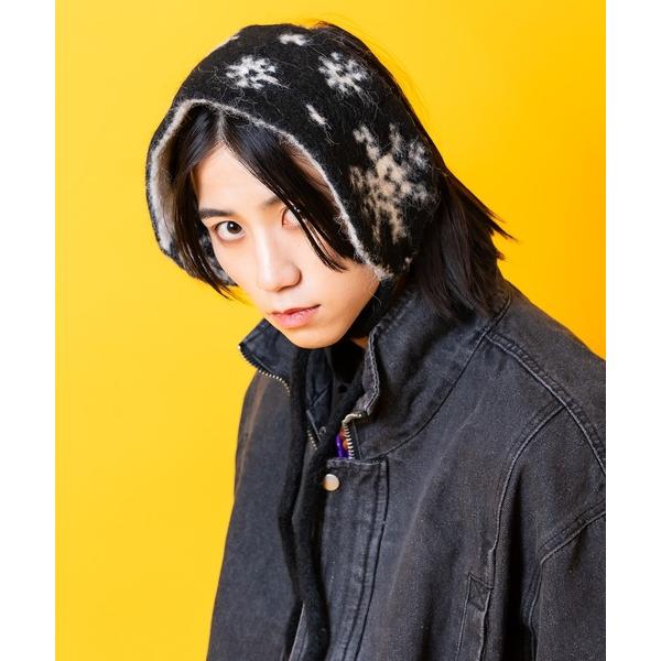 耳当て イヤーマフ an meets zakka 雪柄リバーシブルファー混ニットボンネットイヤーマフ...