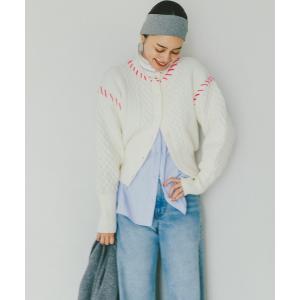 カーディガン ケーブルステッチカーディガン レディース