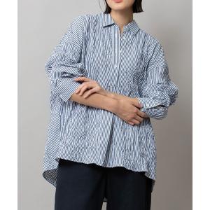 ブラウス シャツ ワッシャーブロード＆ストライププルオーバーシャツ レディース