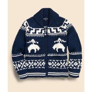 カーディガン ウール　GFロゴ　フルジップ　カウチンセーター メンズ