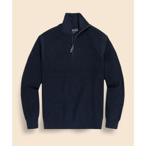 セーター ニット ウール　リブニット　ハーフジップ　モックネックセーター メンズ