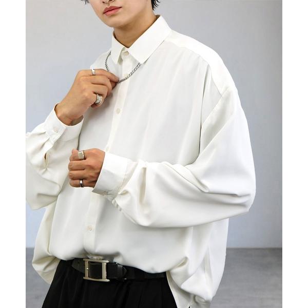 シャツ バルーン袖 ルーズ レギュラーカラー シャツ ドレープ ボリューム袖 ワイド シルエット メ...