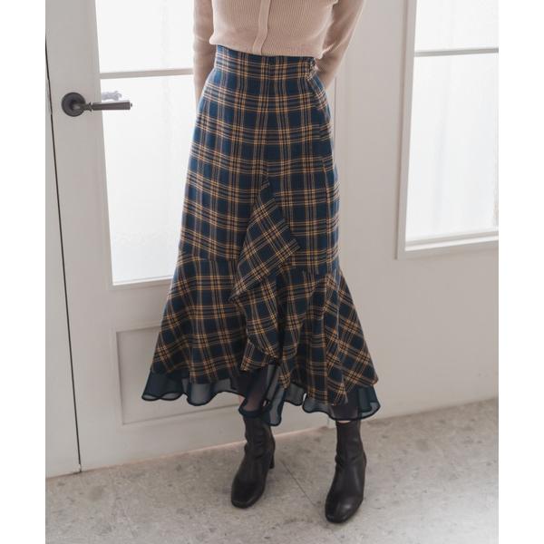 スカート 2025秋冬新作 ラッフル裾シアースカート