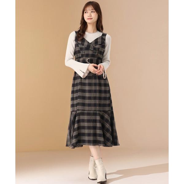 ジャンパースカート 2025秋冬新作 チェックトレンチジャンスカ
