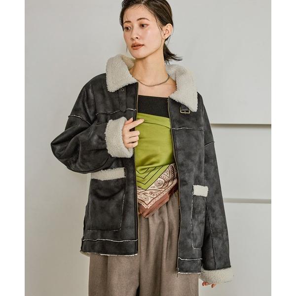 ムートンコート ボアコート フェイクムートンブルゾン / 496678 レディース