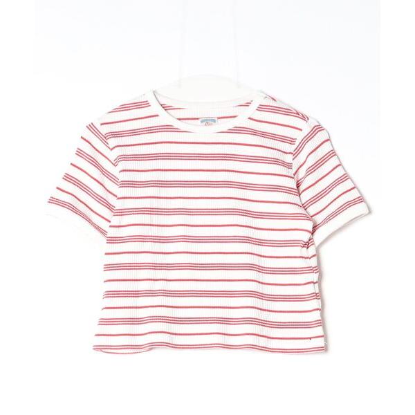「PICCADILLY」 ボーダー柄半袖Tシャツ - レッド レディース