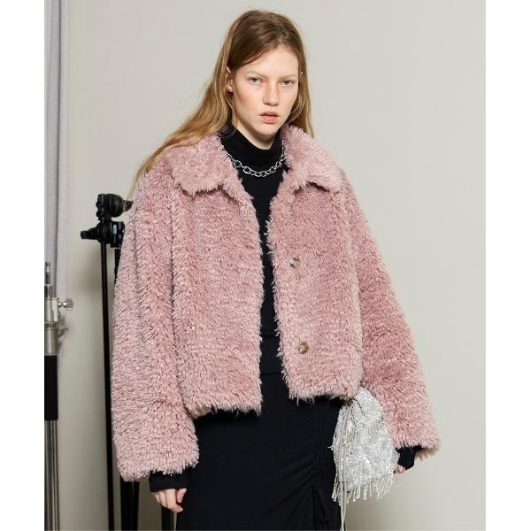 ブルゾン アウター Pink Faux Fur Coat / ピンクフェイクファーコート レディース