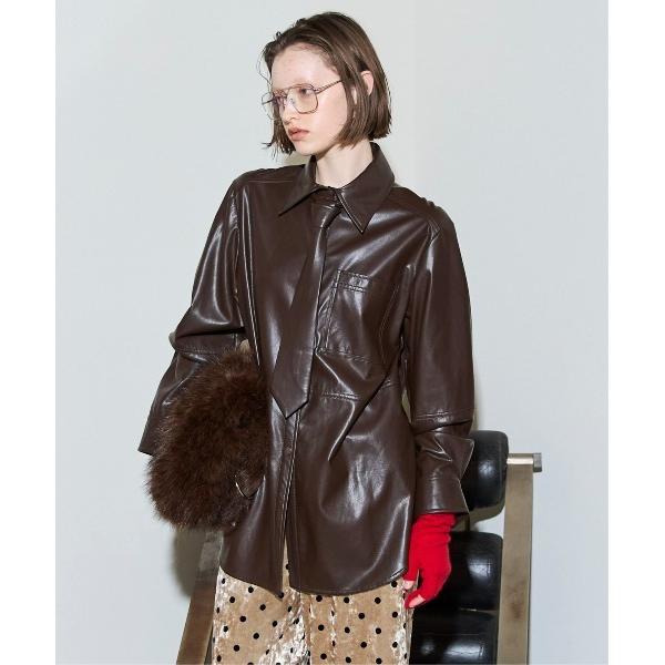 ブラウス シャツ Vegan Leather Tie Shirt / ヴィーガンレザーネクタイシャツ...