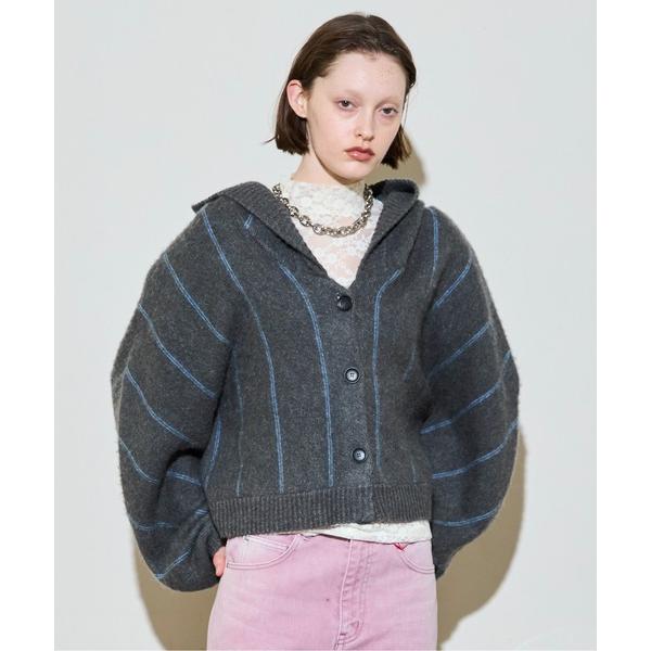 カーディガン Power Shoulder Hood Knit Cardigan / パワーショルダ...