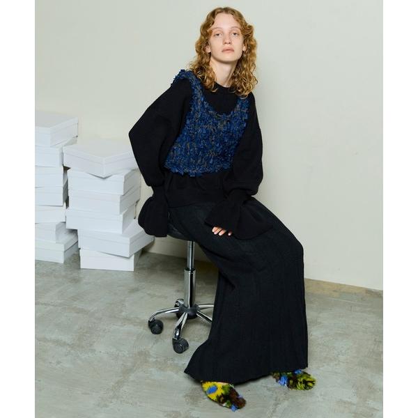 スカート Random Rib Knit Flared Skirt / ランダムリブニットフレアスカ...