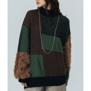 ニット セーター PATCHWORK KNIT TOP レディース