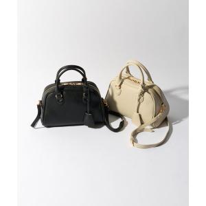 ハンドバッグ 「cache cache(カシュカシュ)」シボフェイクレザーボストンバッグ