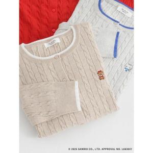 カーディガン 「HELLO KITTY」刺繍入りケーブルカーディガン レディース
