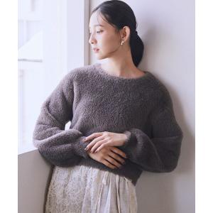 ニット セーター Ｗフェイスシャギープルオーバー レディース