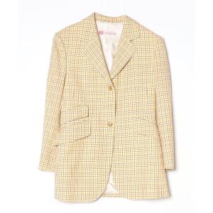 「OLD ENGLAND」 チェック柄テーラードジャケット - イエロー レディース
