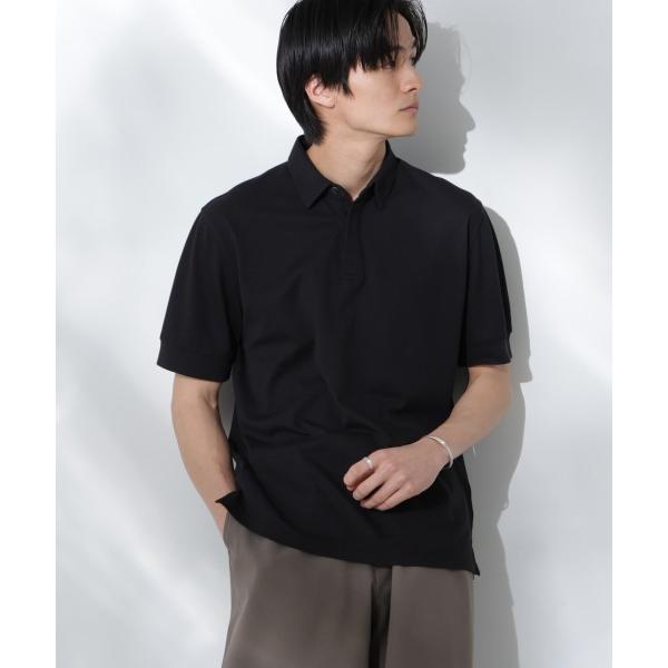 「NANO universe」 半袖ポロシャツ M ブラック メンズ