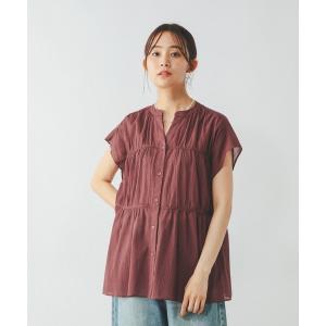 「GLOBAL WORK」 半袖チュニック LARGE レッド レディース