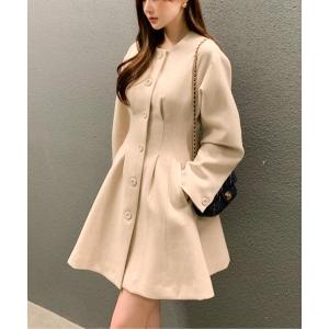 ノーカラーコート コート サイドダーツAラインコート レディース