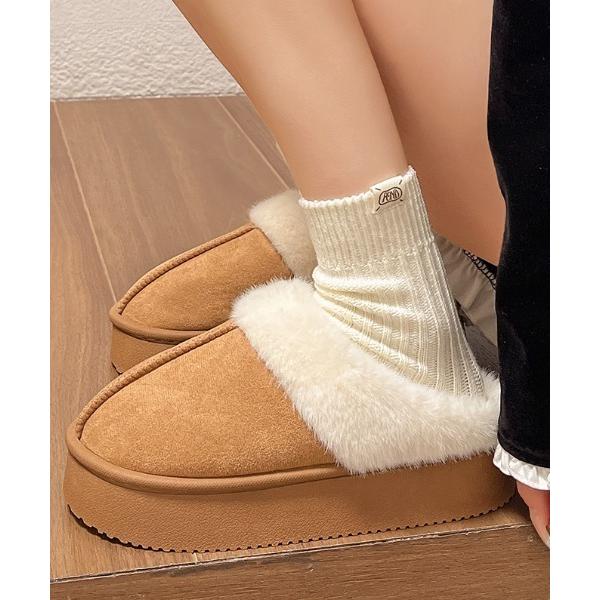 スリッポン もこもこボアムートンスリッポンシューズ レディース