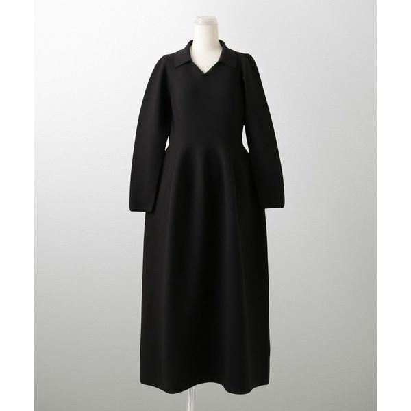 ワンピース オープンカラー ホールガーメント ニット ワンピース HUIT