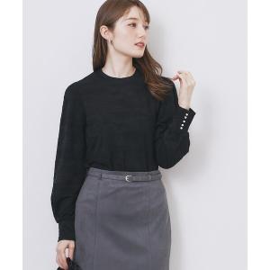 tシャツ フラワージャカードパフスリーブトップス「洗濯機OK」 レディース