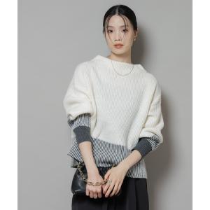 ニット セーター シャドーストライプニットプルオーバー レディース
