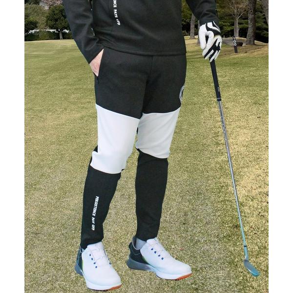 ゴルフ ゴルフパンツ ゴルフウェア 膝切替 ポンチ ボトムス メンズ メンズ