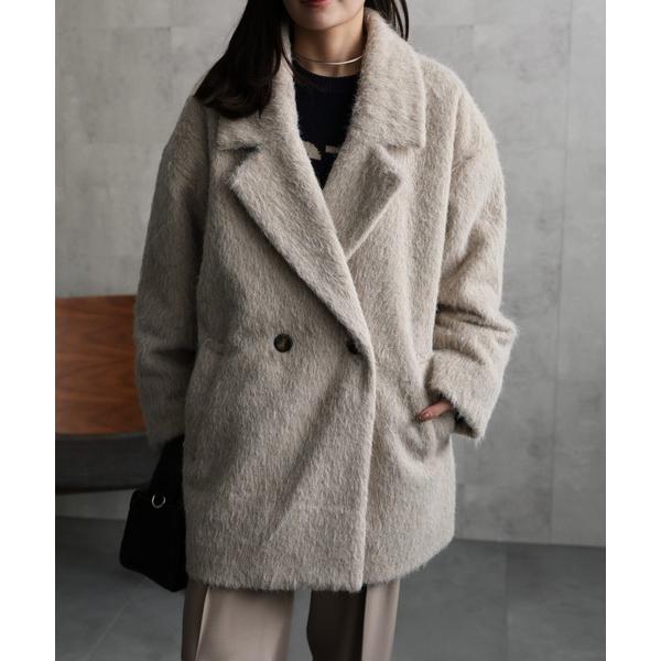 コート アウター フェザーシャギーミドル丈コート レディース