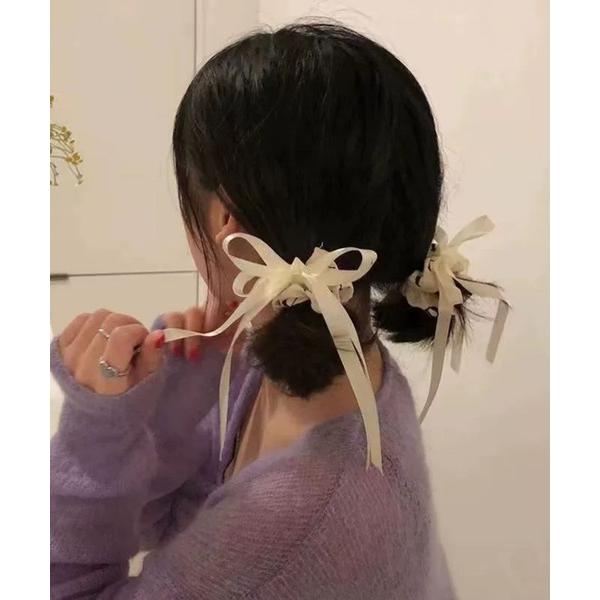 ヘアゴム 「Bz」ホワイトリボンヘアゴム/ヘアアクセ(RZ)