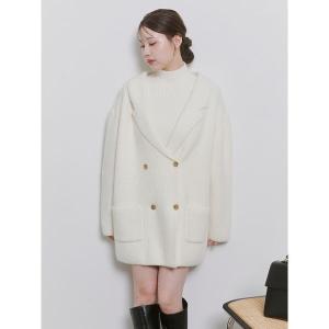 ジャケット テーラードジャケット 「Harukiさんコラボ」ウール混オーバーサイズダブルルーズニットジャケット「セットアップ対応可能」 レディース