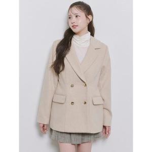 ジャケット ノーカラージャケット 「Harukiさんコラボ」ウエストシェイプバックフリルダブルジャケット レディース