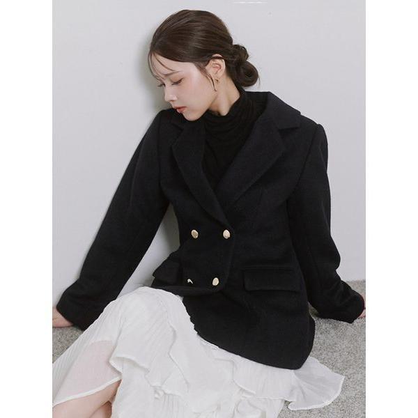 ジャケット ノーカラージャケット 「Harukiさんコラボ」ウエストシェイプバックフリルダブルジャケ...