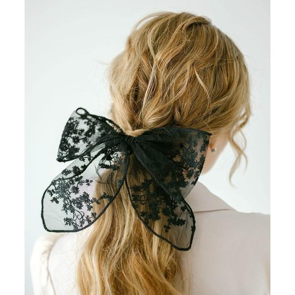 ヘアゴム ケイティ 総レース 立体リボン ヘアゴム