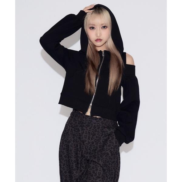 パーカー Off-the-shoulder Layered Hoodie / オフショルダーレイヤー...