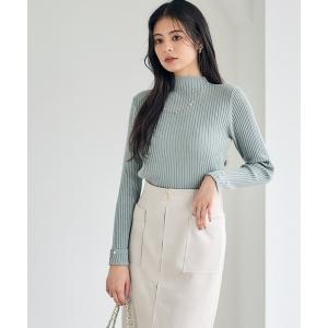 ニット セーター ハイネックラメリブニットプルオーバー レディース