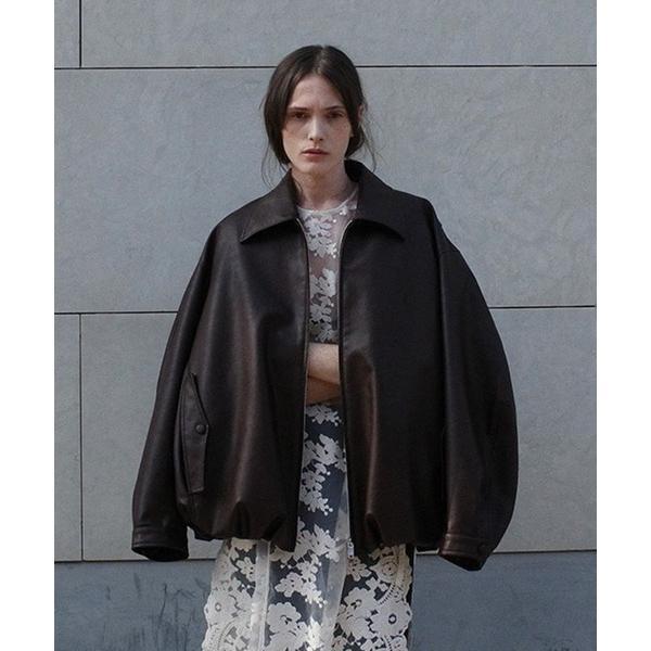コート アウター FAKE LEATHER BALLOON JACKET レディース