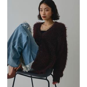 カーディガン ラメフェザーVネックカーディガン「ELLEgirl/エルガール」 レディース