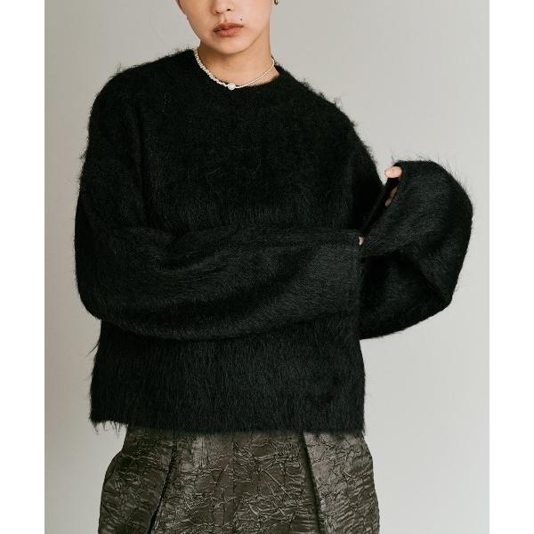 ニット セーター モヘア シャギー ショート ニット トップス / Mohair Shaggy Sh...