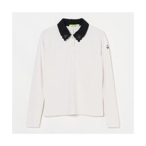 ポロシャツ ポロ 「VIVA HEART/GOLF」カットワーク刺繍 長袖ポロシャツ レディース