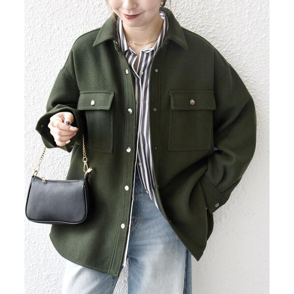 コート アウター SHIPS any: メルトン オーバー シャツ ジャケット レディース