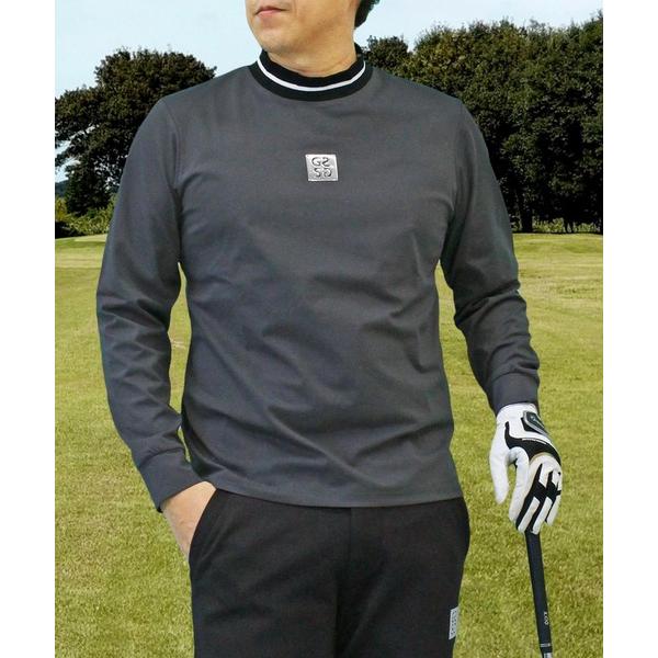 ゴルフ ゴルフモックネック ゴルフウェア 長袖 高周波シルバープリント トップス メンズ メンズ