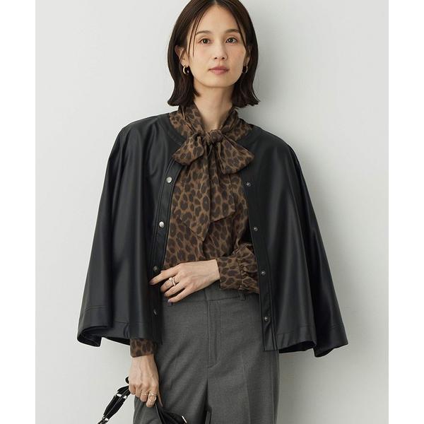 コート アウター エコレザーノーカラージャケット「撥水・大きいサイズあり」 レディース