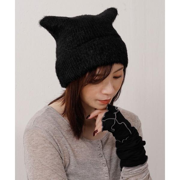 ニット帽 ニットキャップ 猫耳 シャギー ニット帽 レディース