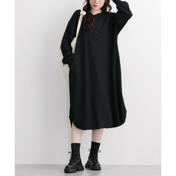 マタニティ マタニティウェア　やわらかワッフル長袖ワンピース