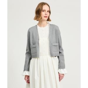 カーディガン ESTNATION / パールストリング ニットボレロ「EXCLUCIVE」 レディース