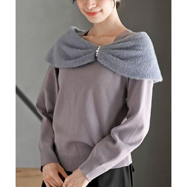 ニット セーター フェザーリボンニットプルオーバー レディース