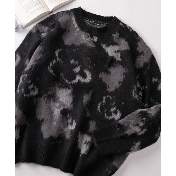 セーター ニット 「70」モヘアライク ダブルジャガード 総柄ニット メンズ レディース